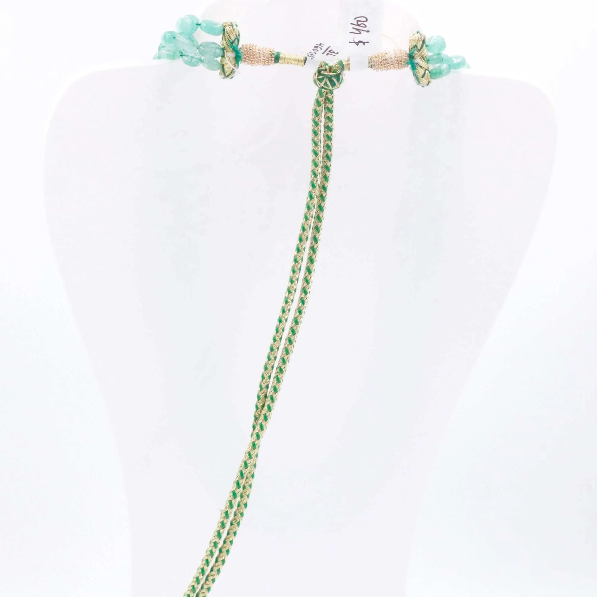 Layered Emerald Necklace Gemstone Necklace Green Necklace Long Necklace Indian Necklace Sarafa Necklace Beaded Necklace SKU 6143251
