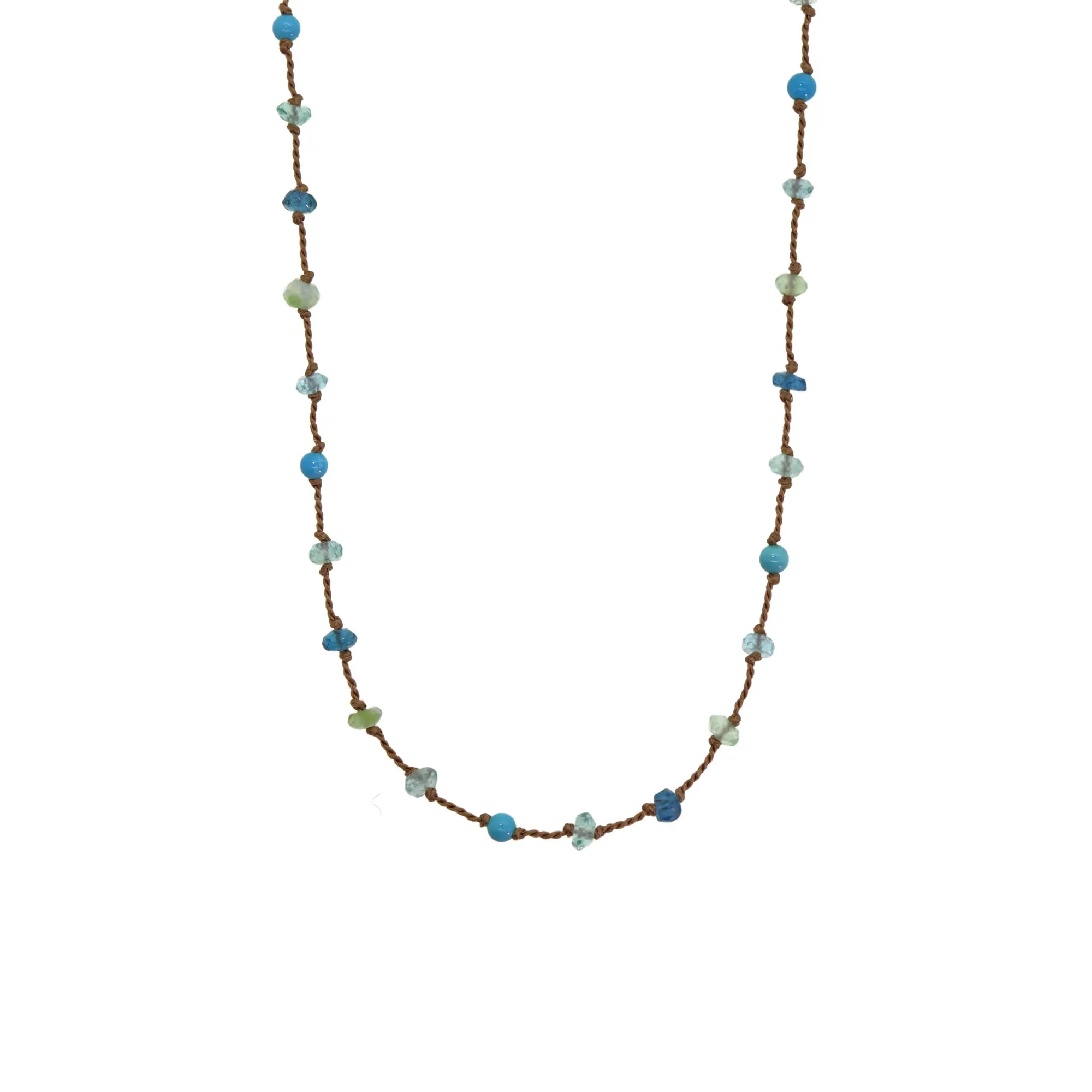 Multicolored Blue Gemstone Silk Necklace
