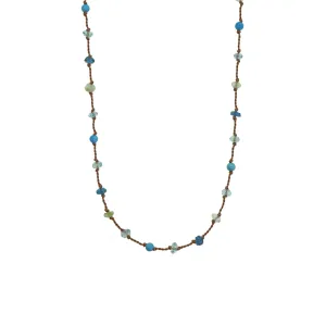 Multicolored Blue Gemstone Silk Necklace