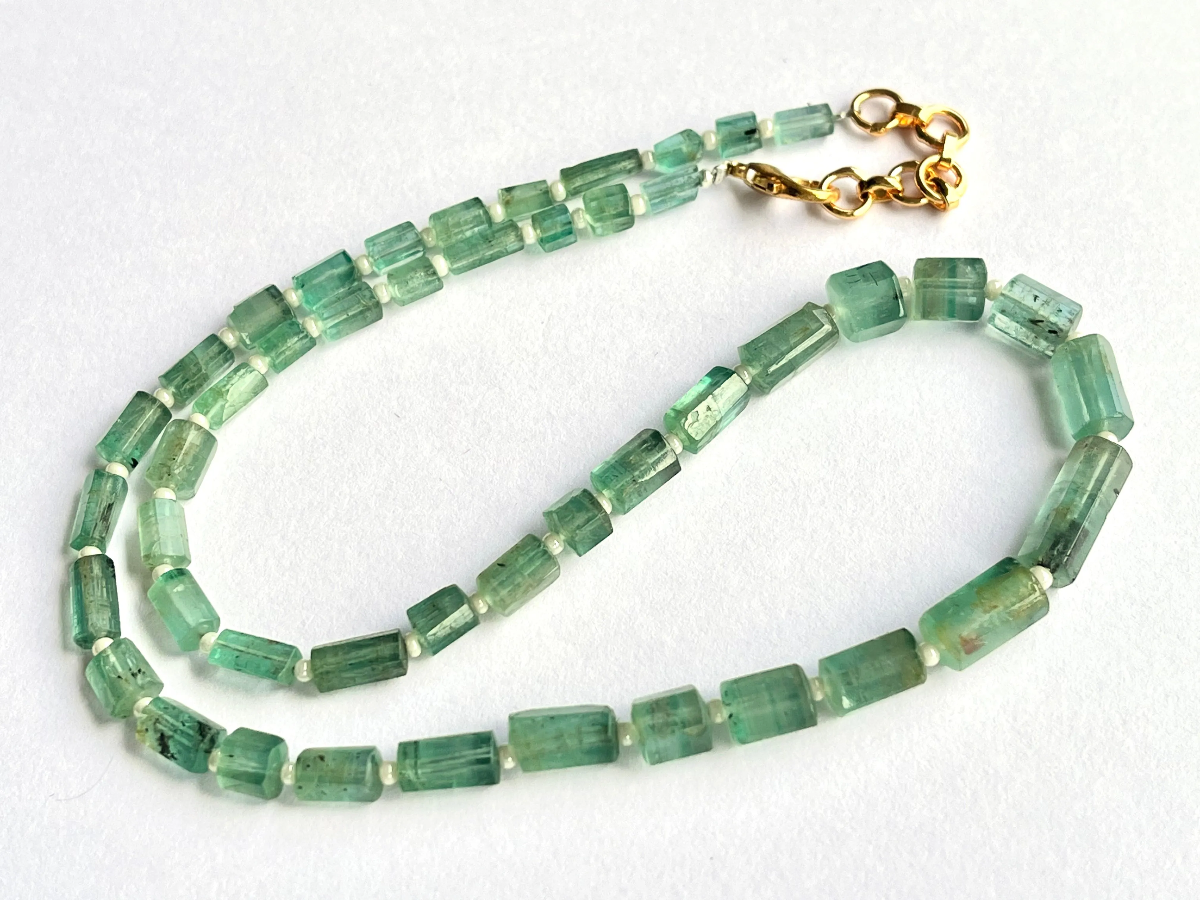 Natural Zambian Emerald fancy shape beaded Gemstone Necklace