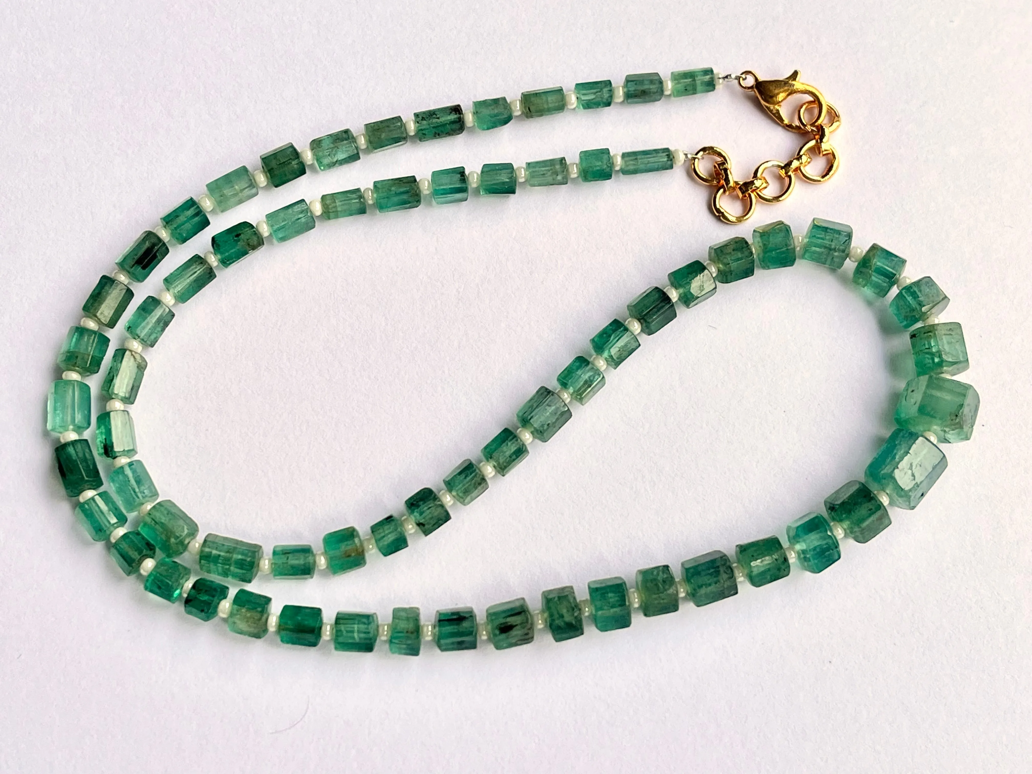 Natural Zambian Emerald fancy shape beaded Gemstone Necklace