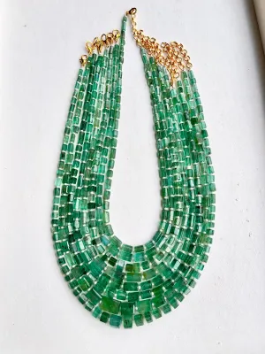 Natural Zambian Emerald fancy shape beaded Gemstone Necklace