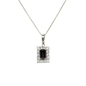 Platinum 1.63ct Emerald Cut NO HEAT Reddish Purple Sapphire GIA & .90tcw RBC Diamond Pendant Necklace 5.5g, 18"o