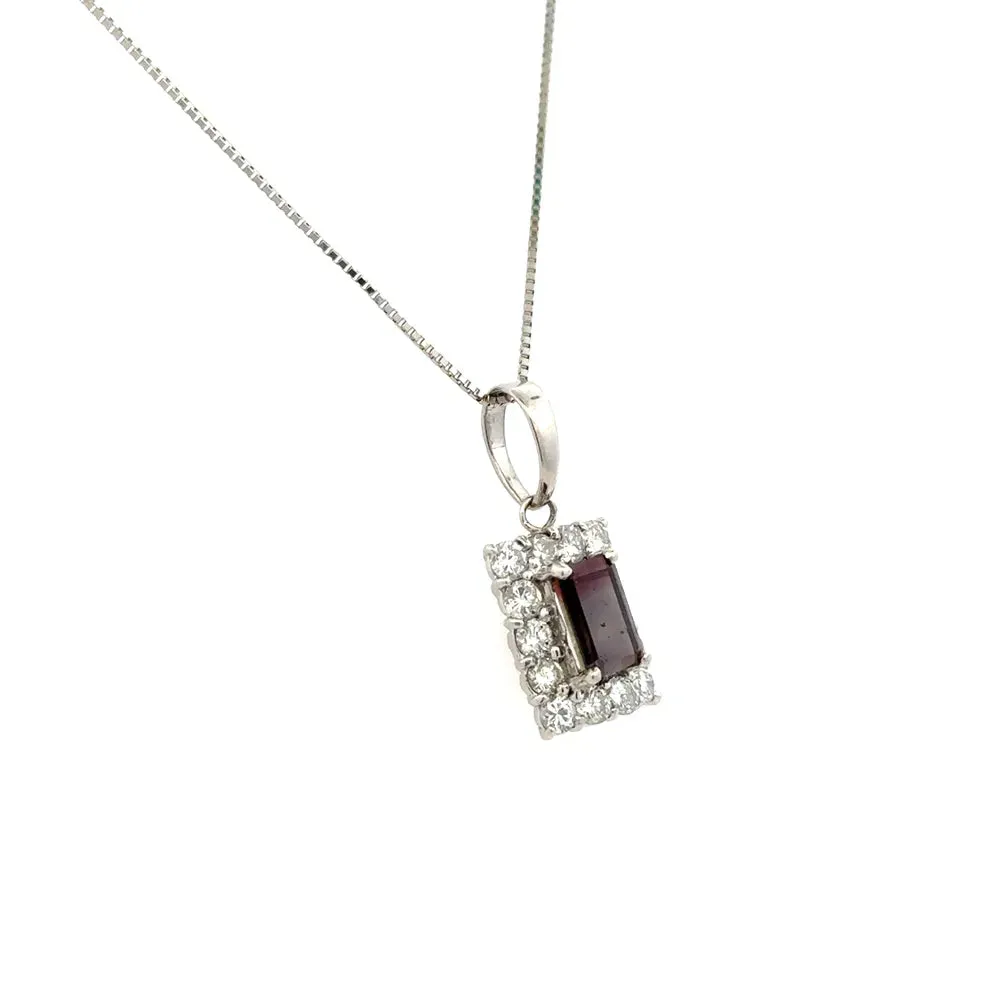 Platinum 1.63ct Emerald Cut NO HEAT Reddish Purple Sapphire GIA & .90tcw RBC Diamond Pendant Necklace 5.5g, 18"o