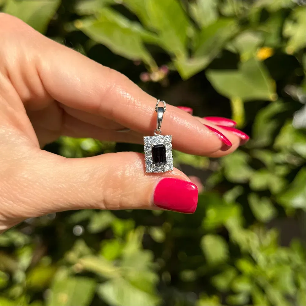 Platinum 1.63ct Emerald Cut NO HEAT Reddish Purple Sapphire GIA & .90tcw RBC Diamond Pendant Necklace 5.5g, 18"o
