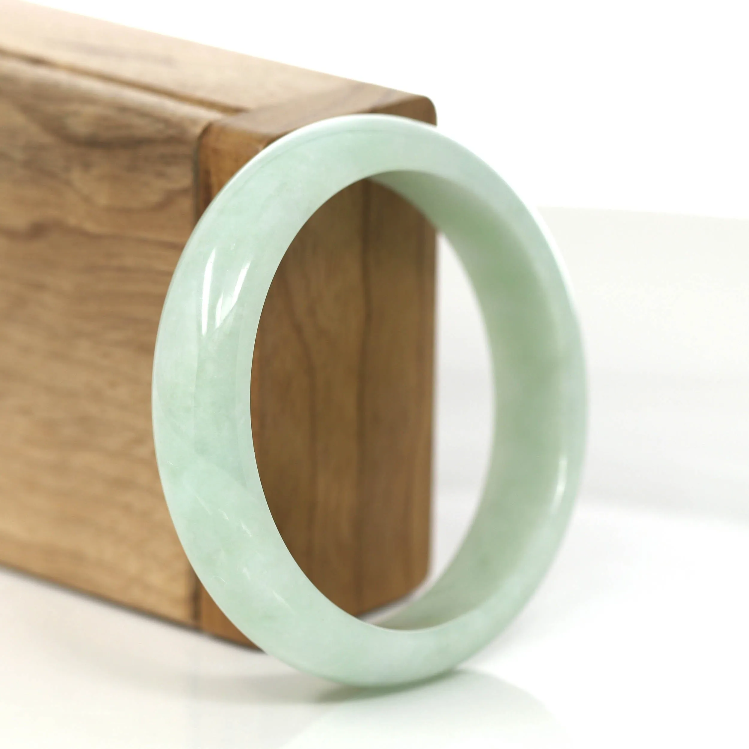 RealJade® Co. "Princess Half Round" Yellow- Green Jadeite Jade Bangle (58.77 mm) #868