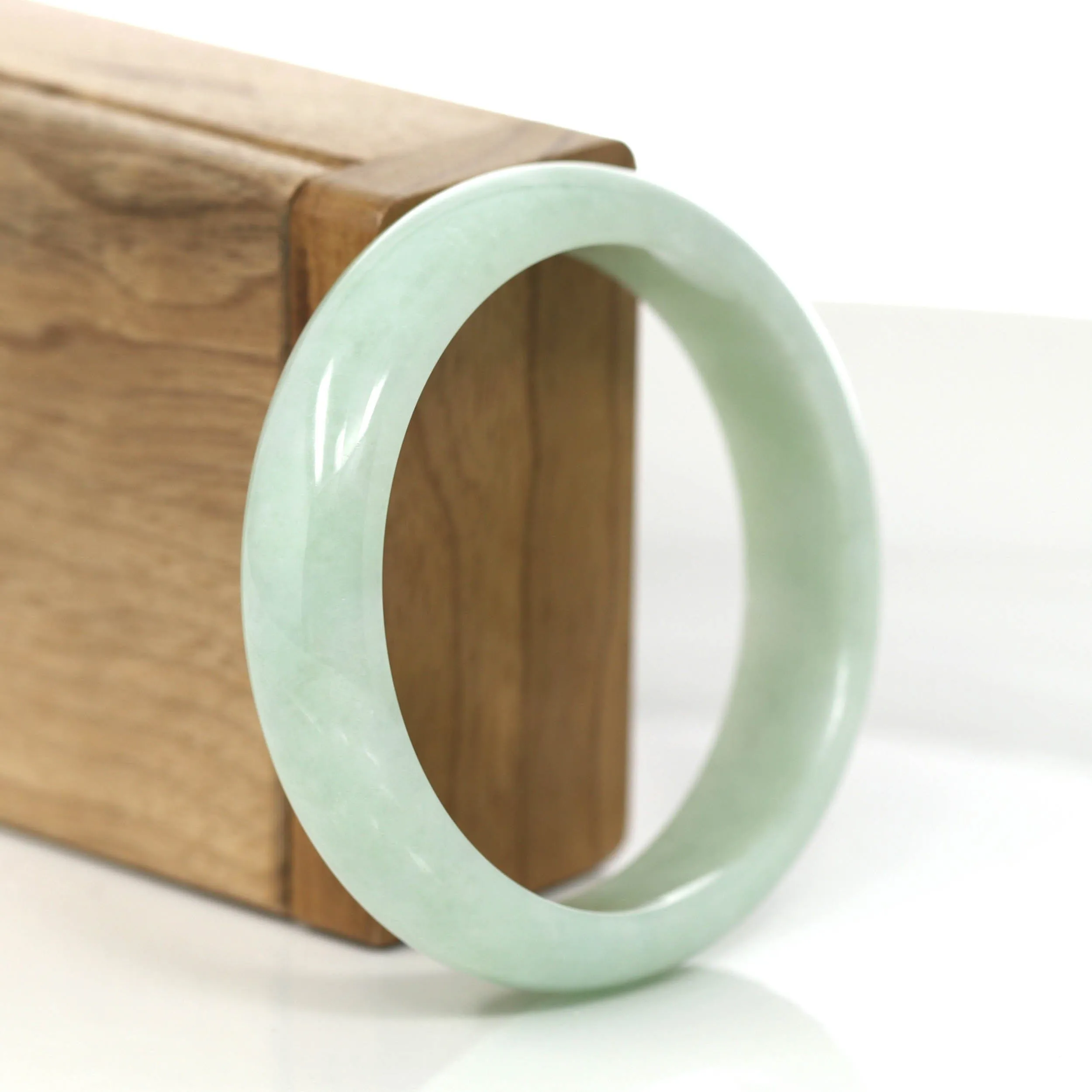 RealJade® Co. "Princess Half Round" Yellow- Green Jadeite Jade Bangle (58.77 mm) #868