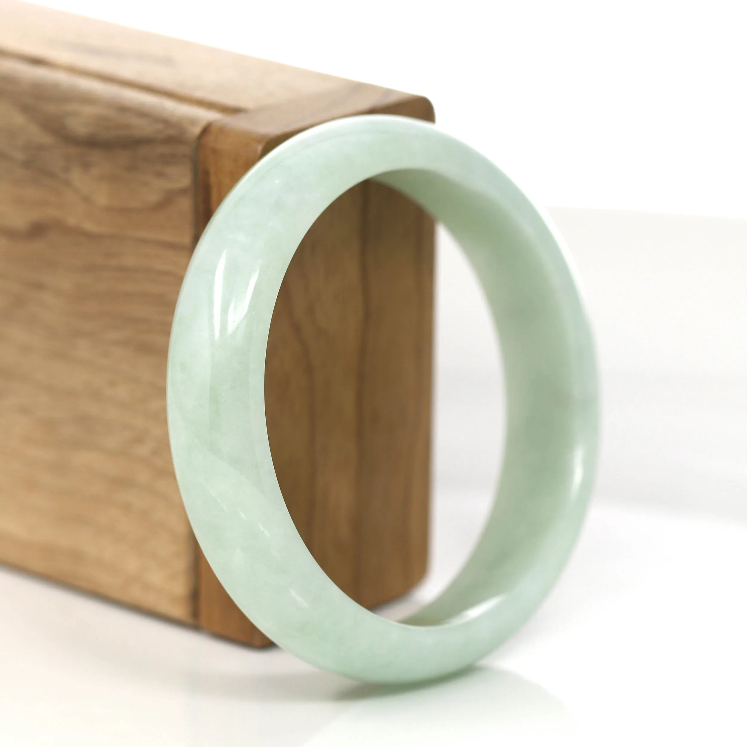 RealJade® Co. "Princess Half Round" Yellow- Green Jadeite Jade Bangle (58.77 mm) #868