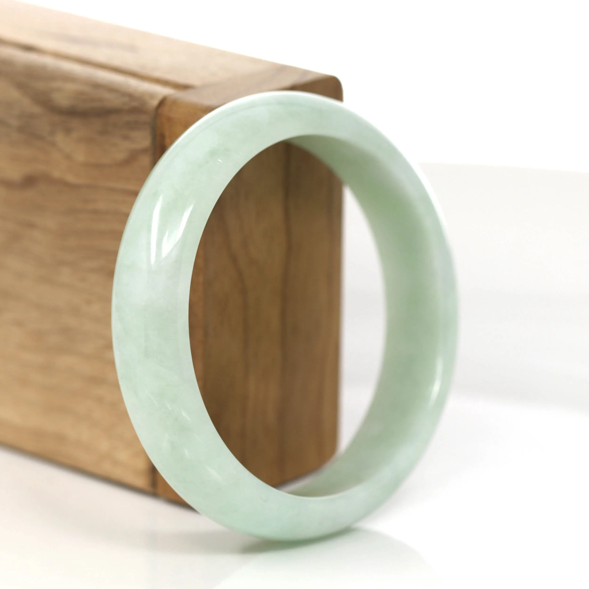 RealJade® Co. "Princess Half Round" Yellow- Green Jadeite Jade Bangle (58.77 mm) #868