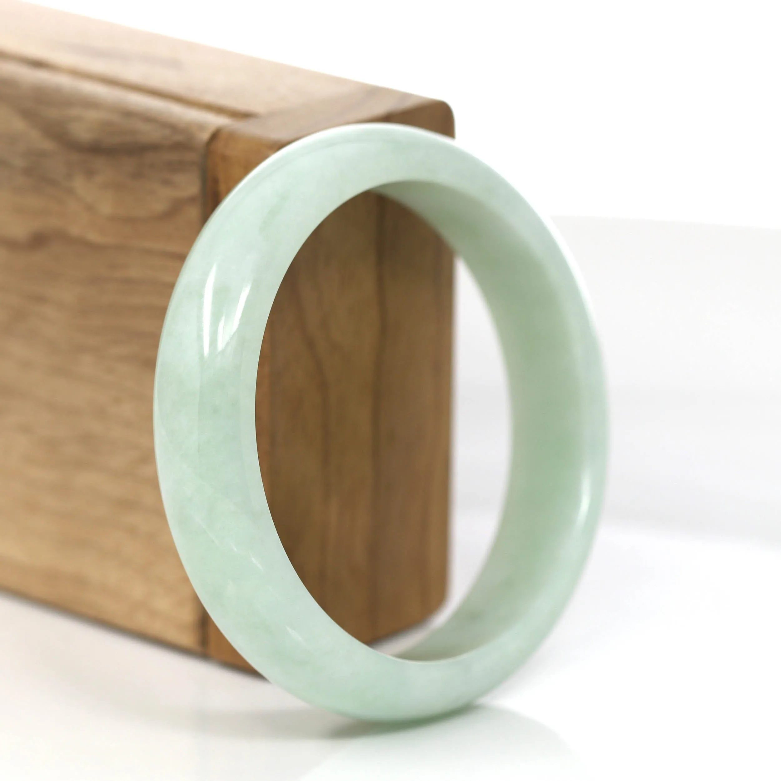 RealJade® Co. "Princess Half Round" Yellow- Green Jadeite Jade Bangle (58.77 mm) #868