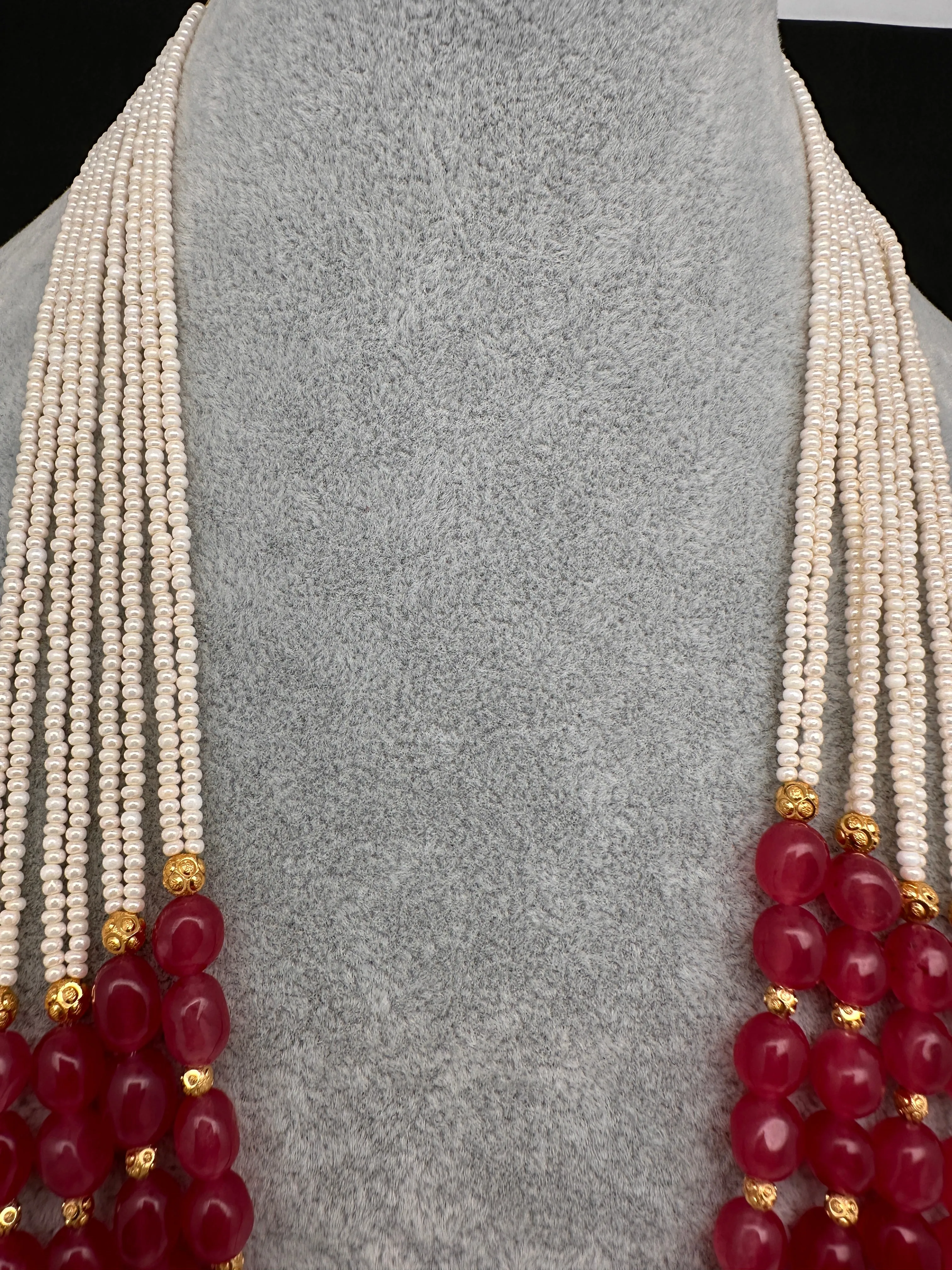 Ruby Emerald Nakshi Multi Layer Necklace