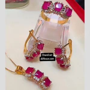 Ruby Stone Chandi Set
