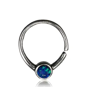 Seeta Septum Ring - Silver - Blue Opal