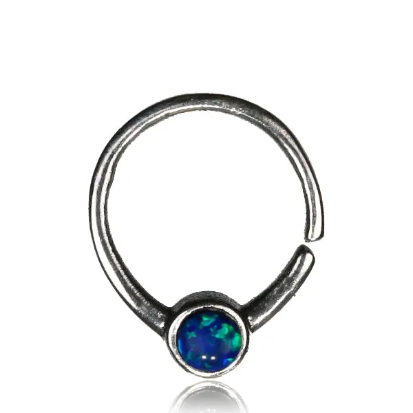 Seeta Septum Ring - Silver - Blue Opal