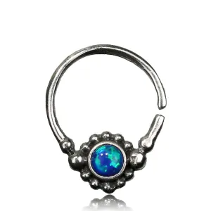 Shining Seeta Septum Ring -Silver - Blue Opal