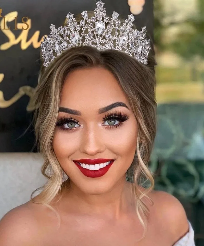 Silver Princess Tiara Detailed Real metal crystal Queen headdress jewelry