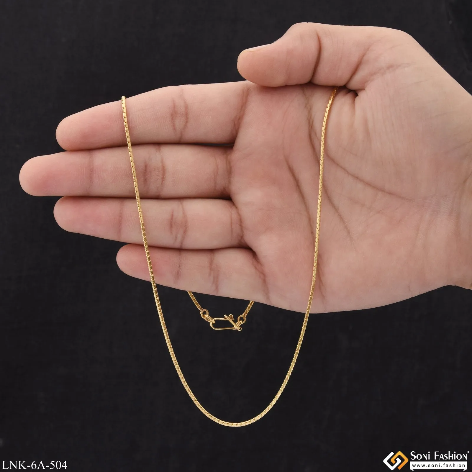Slim Eye-Catching Design Gold Plated Chain for Ladies - Style A504