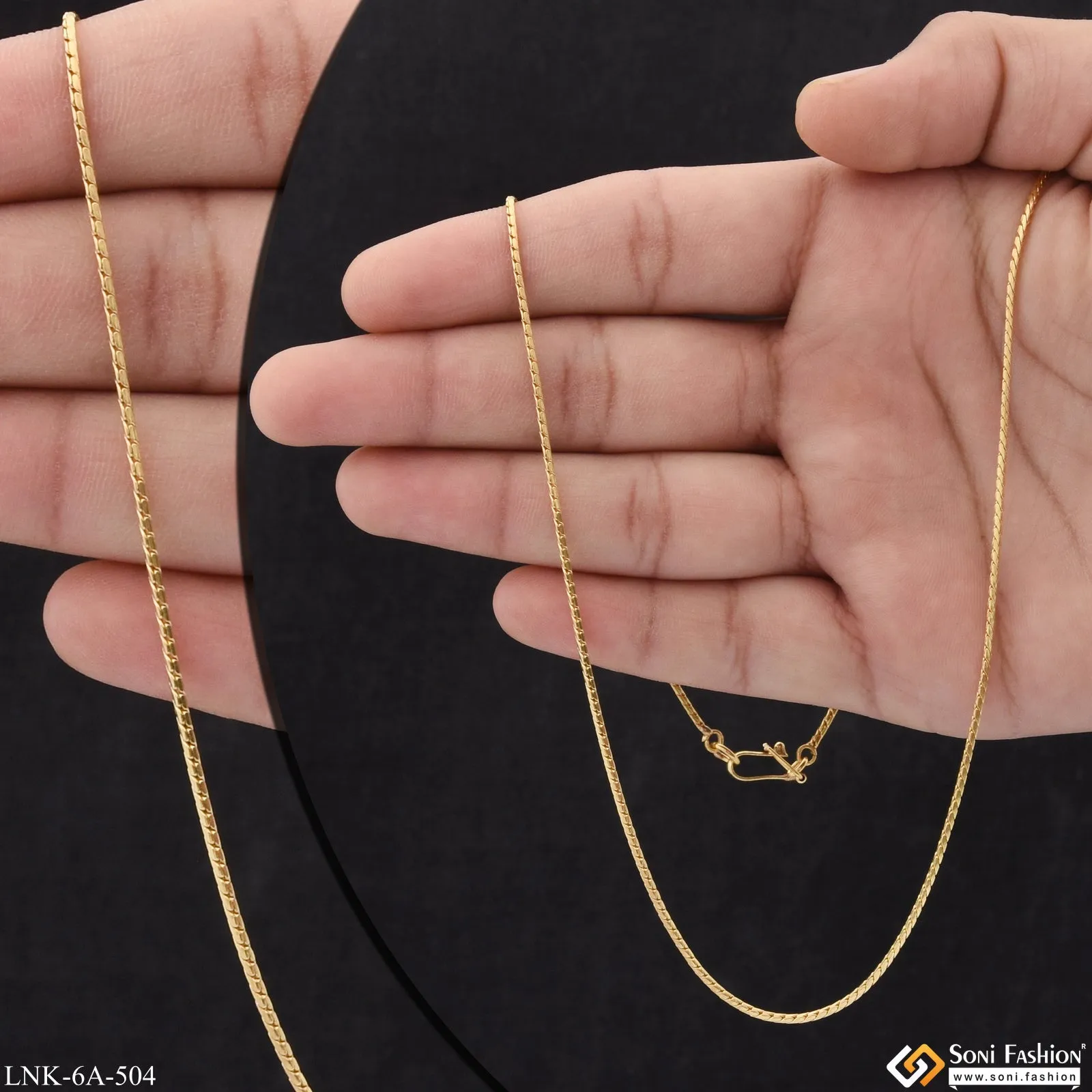 Slim Eye-Catching Design Gold Plated Chain for Ladies - Style A504