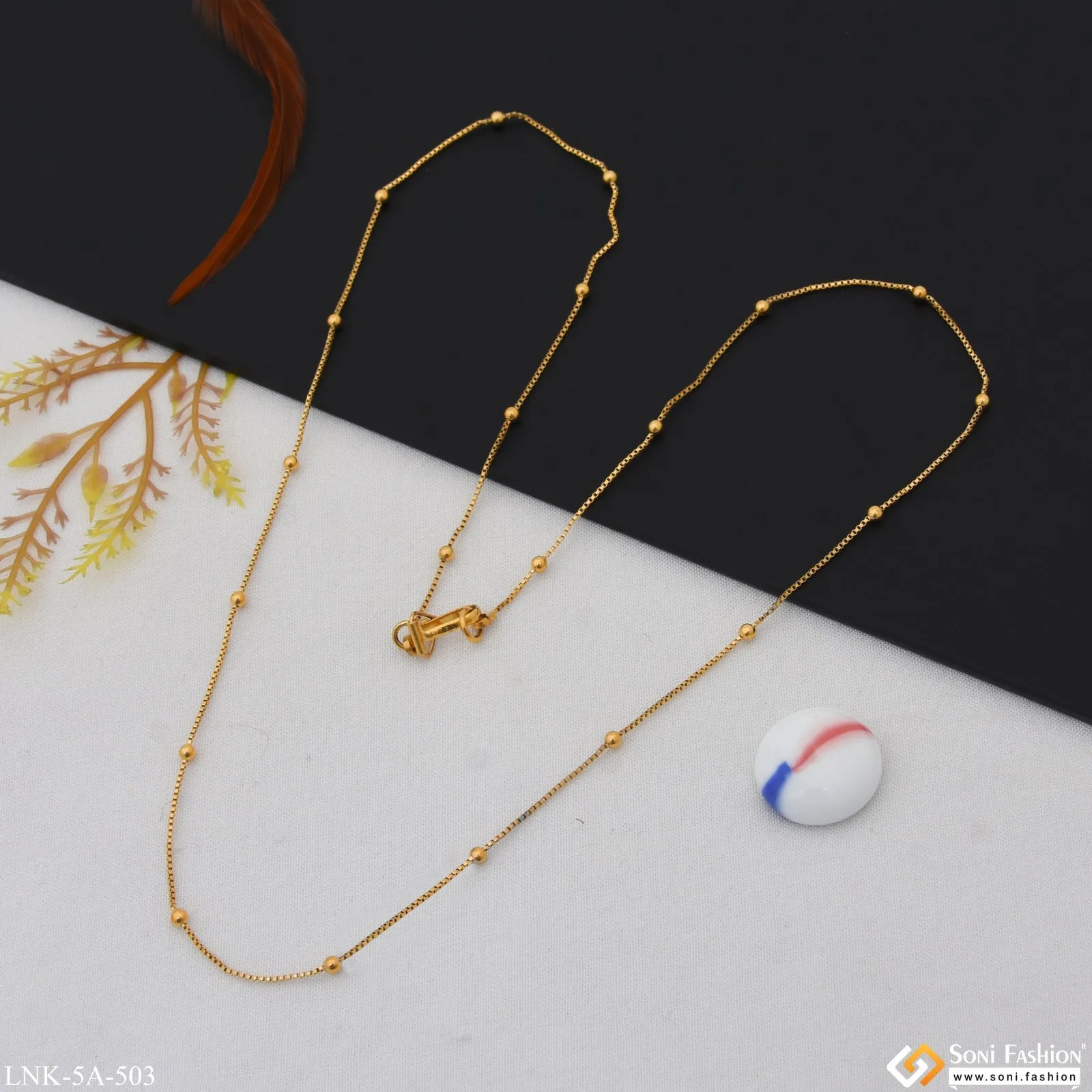Small Ball Lovely Design Gold Plated Chain for Ladies - Style A503
