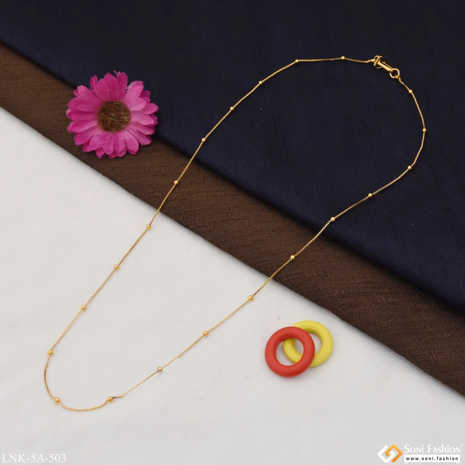 Small Ball Lovely Design Gold Plated Chain for Ladies - Style A503