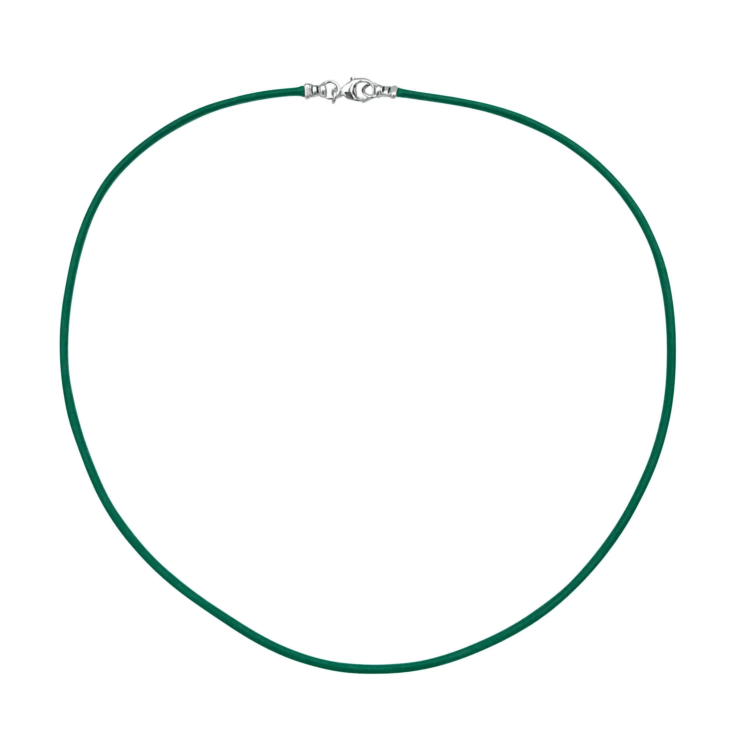 Sterling Silver 1.8mm Fine Emerald Green Leather Cord Necklace