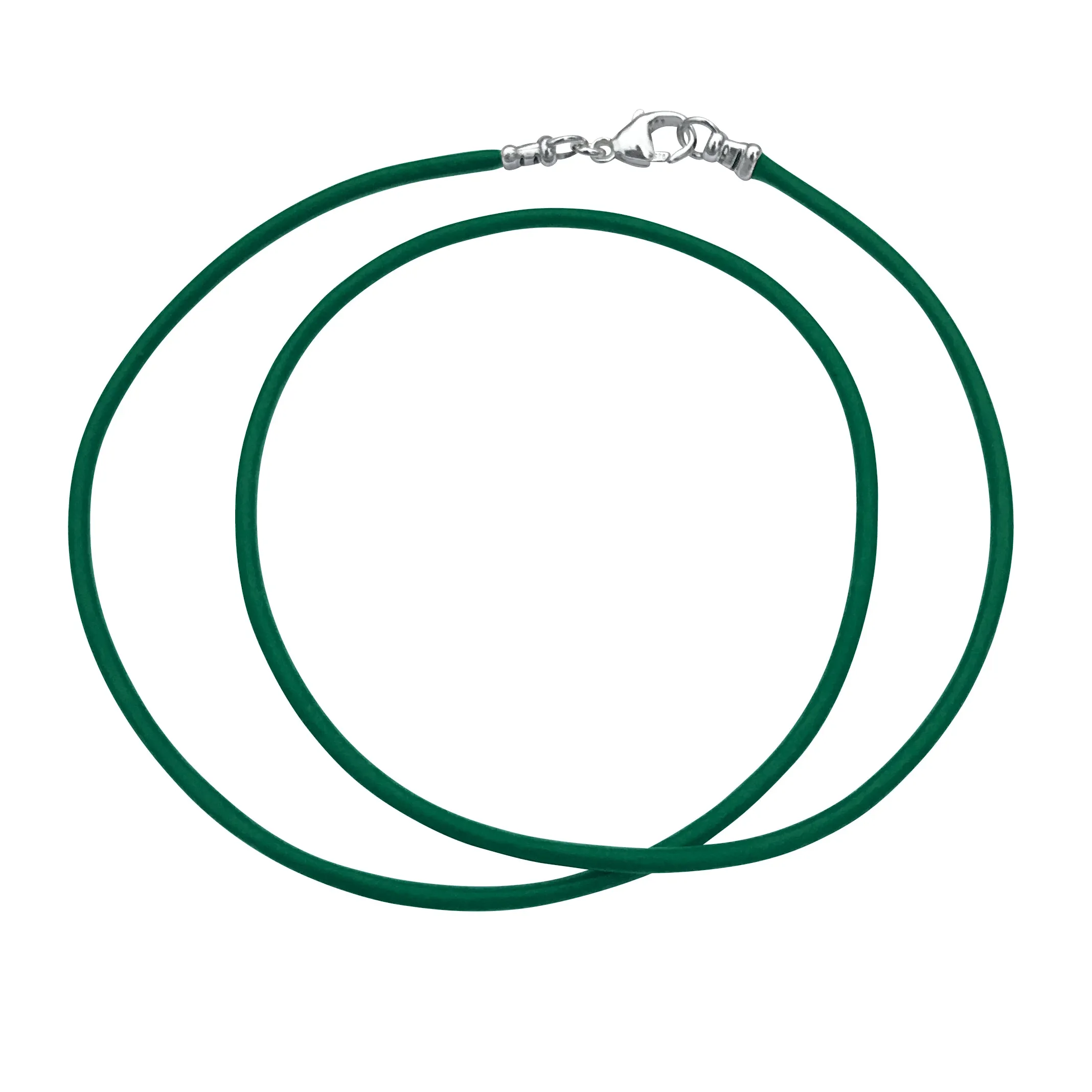 Sterling Silver 1.8mm Fine Emerald Green Leather Cord Necklace