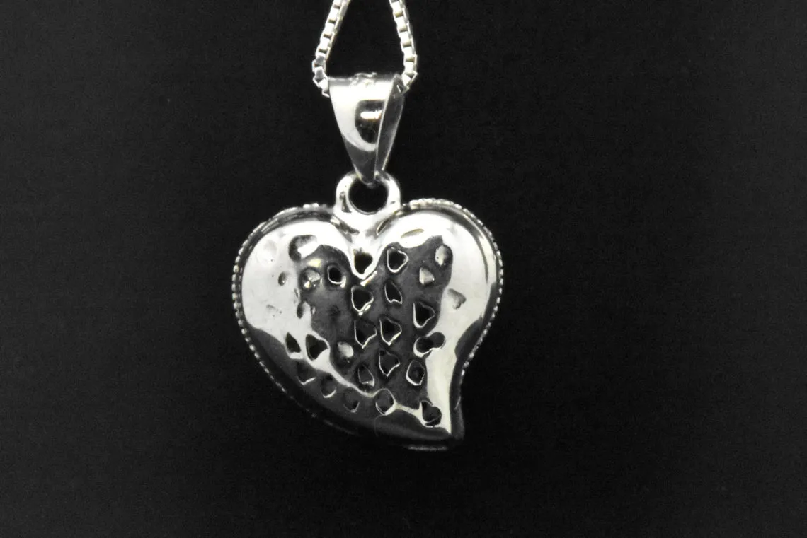 Sterling Silver Created Green Emerald Heart Pendant Necklace