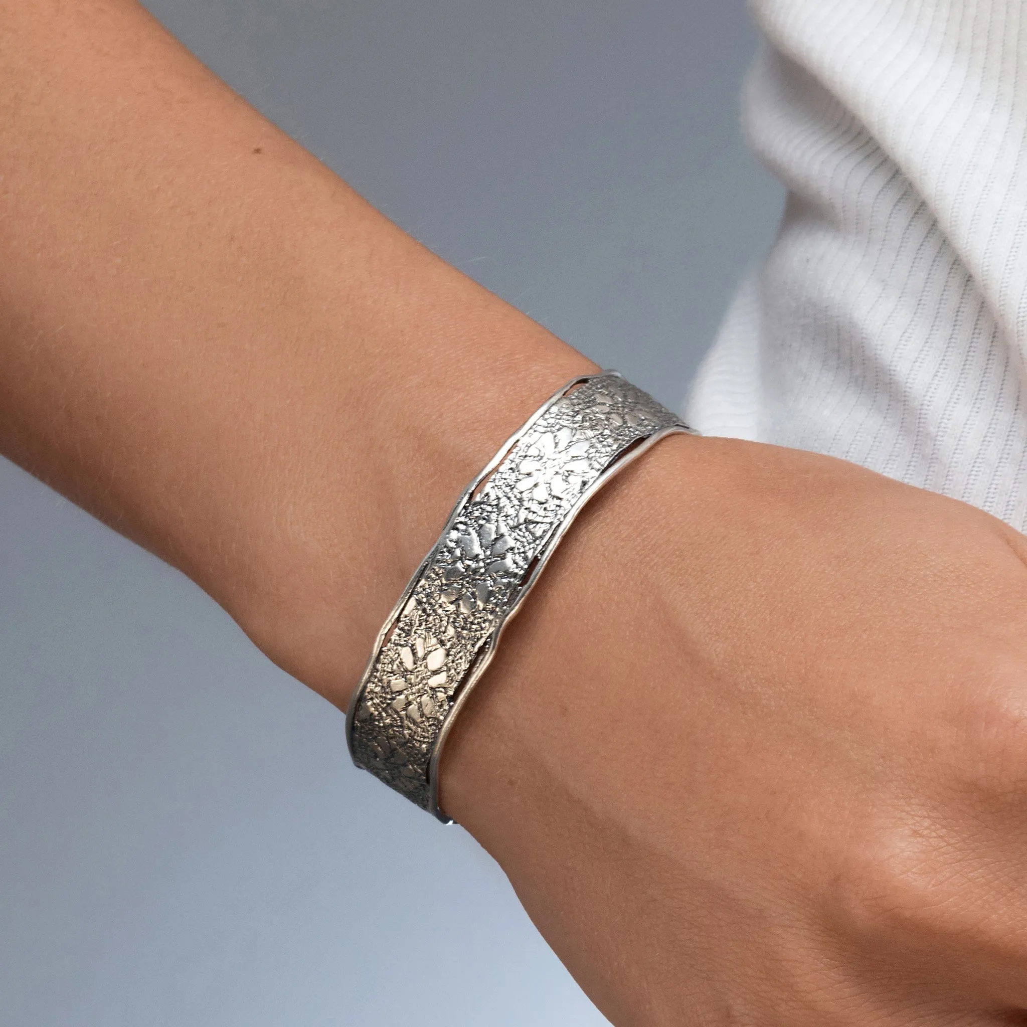 Sterling Silver Floral Cuff Bracelet