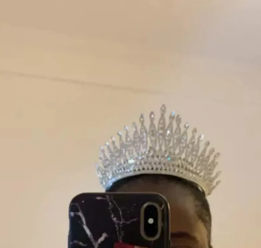 Tall Silver Crystal Tiara Crown diadem headdress bridal hair Jewelry bridal