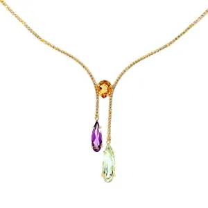 VILLA RICA Necklace (1213) - Amethyst, Champagne Citrine, Prasiolite / YG